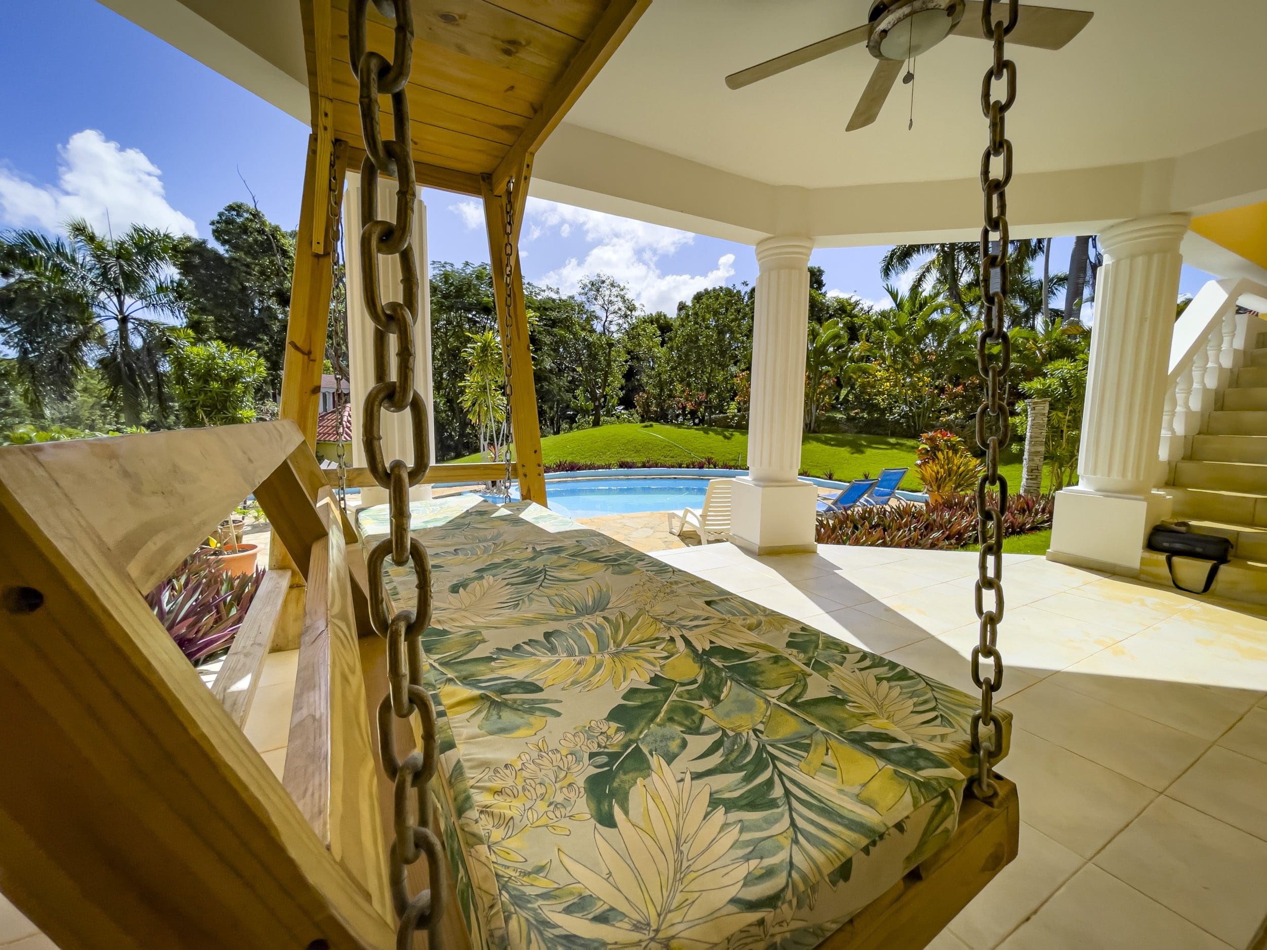 buyDRproperty Stunning 4 Bedroom Villa with swing bed overlooking pool and tropical views. Sosua Real Estate