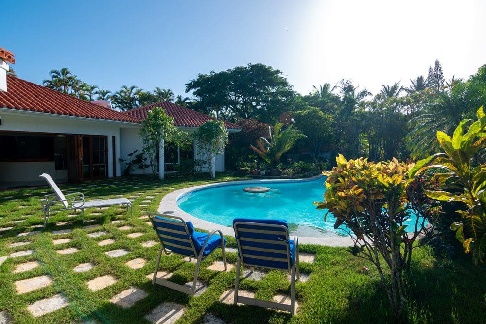 buyDRproperty Luxury villa luna oceanfront property with pool and seating in Sea Horse Ranch. Sosua Real Estate