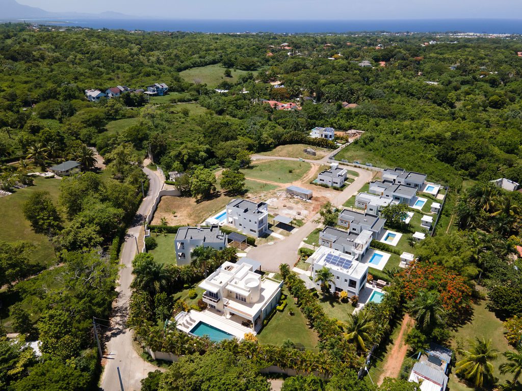 buyDRproperty Aerial view of a 3-Bedroom Oasis villa with a private pool in Sosua Sosua Real Estate