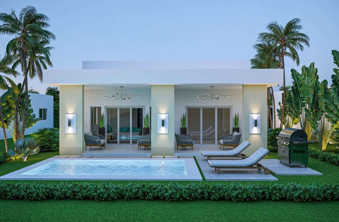 buyDRproperty Luxury 3-Bedroom Oasis with private pool and tropical landscaping in Sosua. Sosua Real Estate