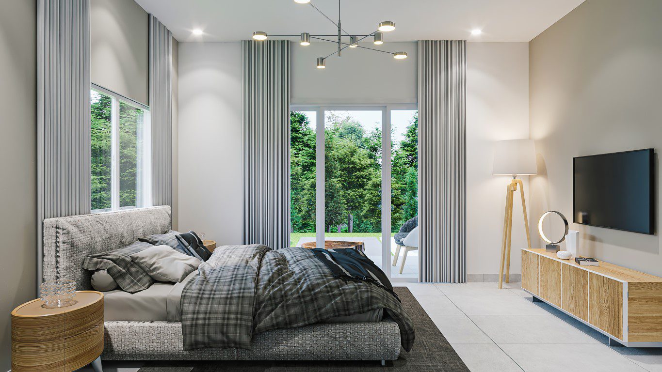 buyDRproperty Bedroom in a 3-Bedroom Oasis villa with a view of the garden. Sosua Real Estate