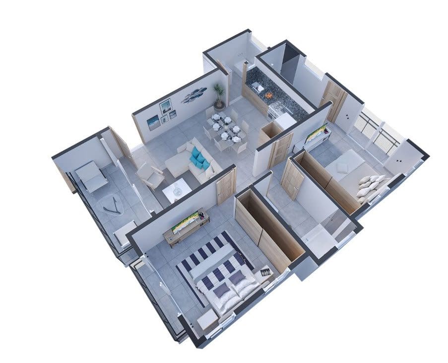 buyDRproperty Floor plan of a 2-bedroom condo for sale close to the beach. Sosua Real Estate