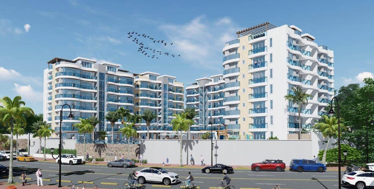 buyDRproperty Atlantic Luxury Towers condos in the Dominican Republic with modern architecture and ocean views. Sosua Real Estate