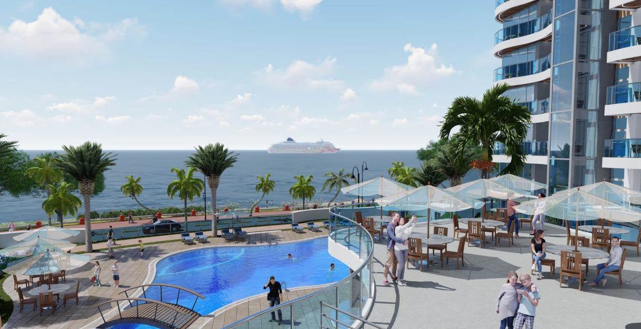 buyDRproperty Luxury condos at Atlantic Luxury Towers in the Dominican Republic with a pool and ocean view. Sosua Real Estate