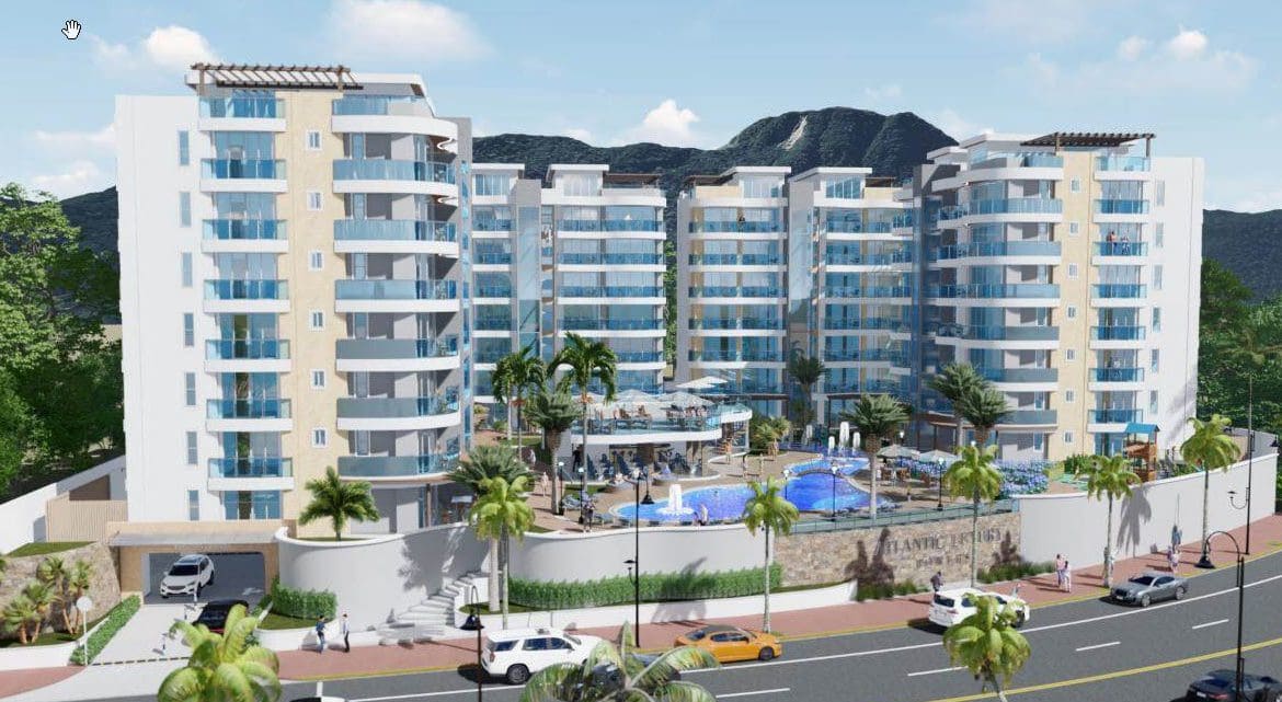 buyDRproperty Atlantic Luxury Towers condos in the Dominican Republic with pool and ocean views. Sosua Real Estate