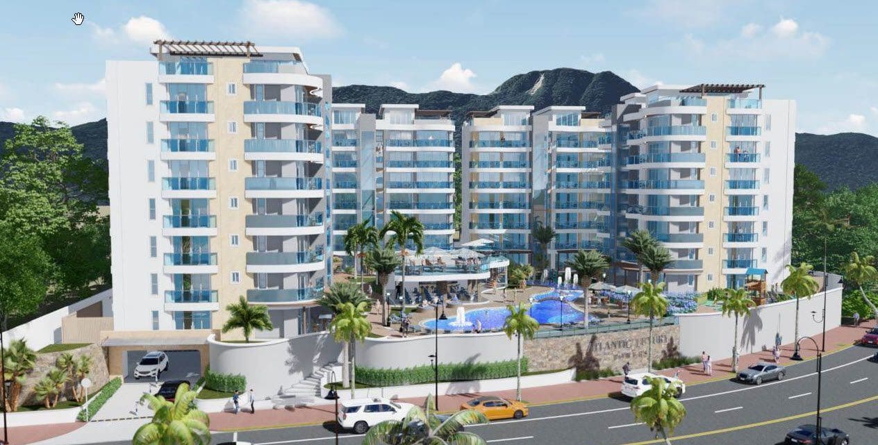 buyDRproperty Atlantic Luxury Towers condos in the Dominican Republic with pool and ocean views. Sosua Real Estate