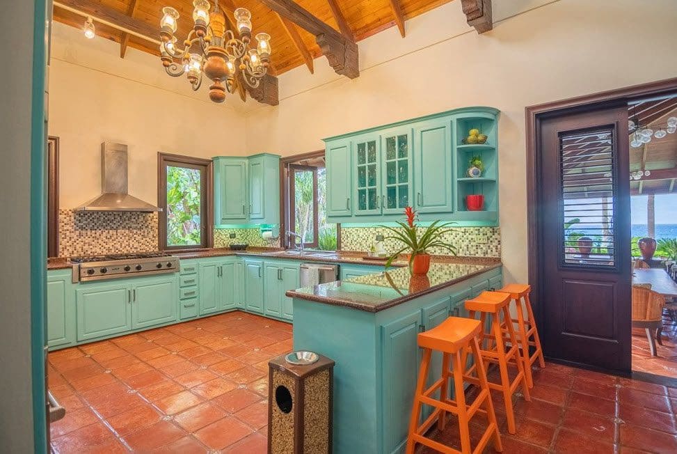 buyDRproperty Luxury kitchen in a stunning oceanfront villa, part of Sea Horse Ranch. Sosua Real Estate