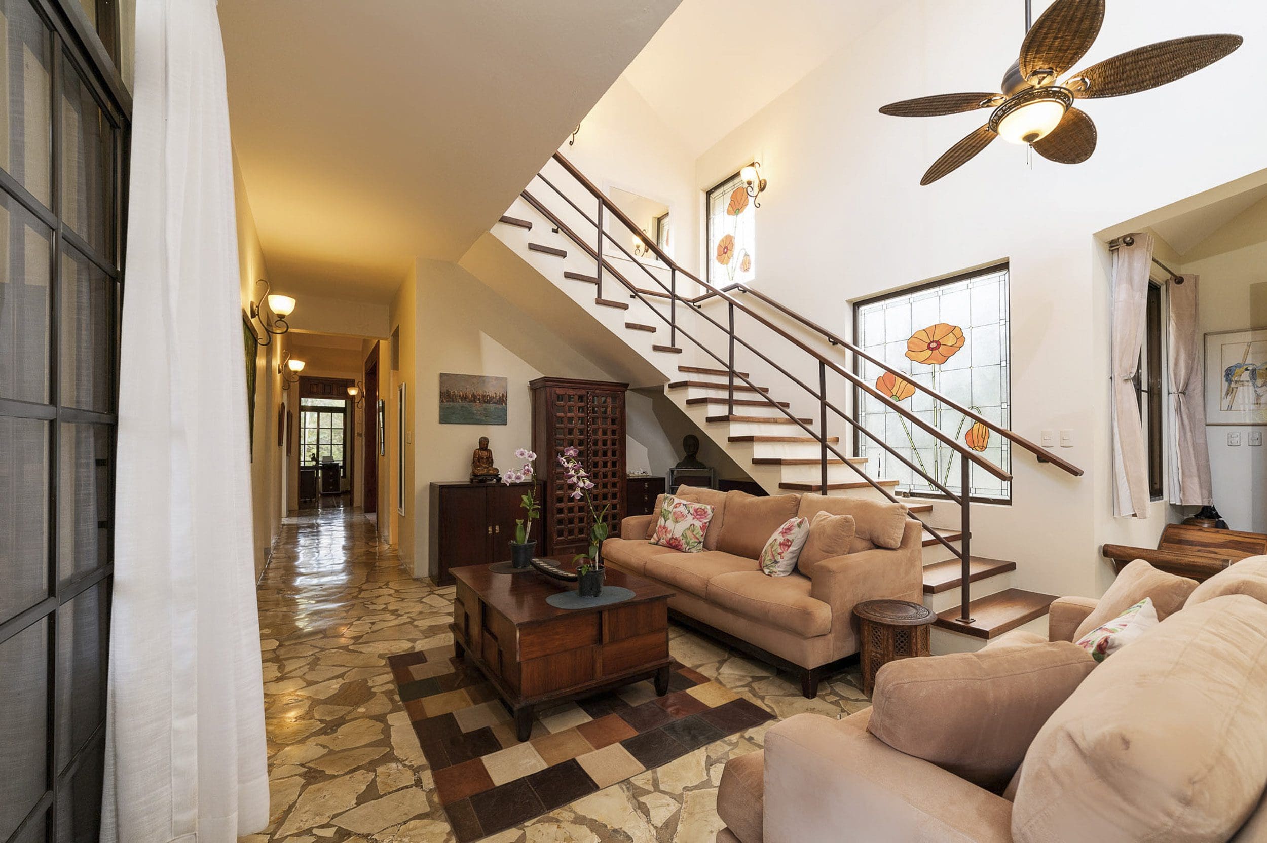 buyDRproperty Living room with staircase in a Beautiful 4 Bedroom Villa in Haciendas el Choco. Sosua Real Estate