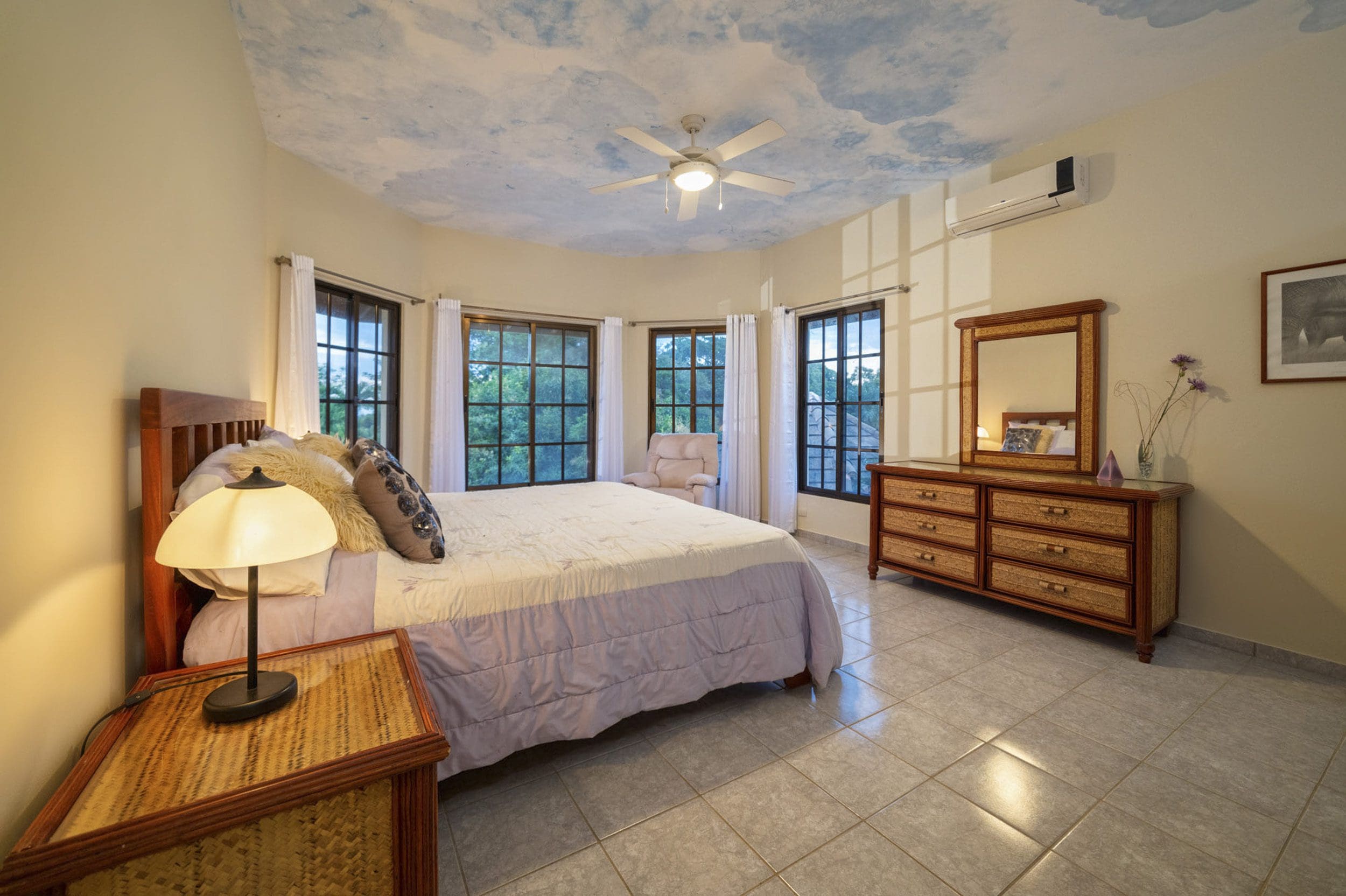 buyDRproperty Bedroom in a beautiful 4 bedroom villa in Sosua with cloud painted ceiling. Sosua Real Estate
