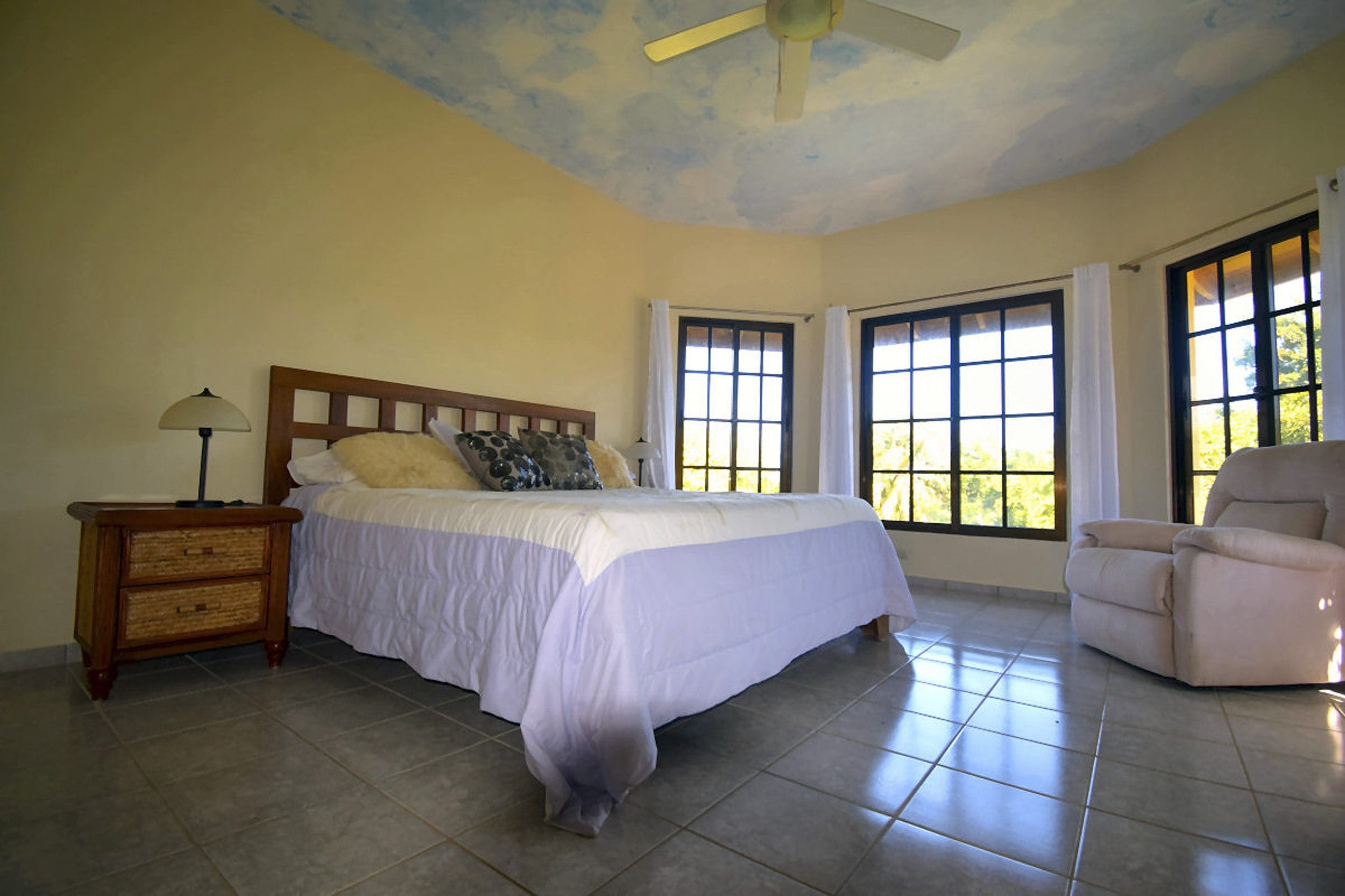 buyDRproperty Bedroom in a Beautiful 4 Bedroom Villa with cloud painted ceiling. Sosua Real Estate
