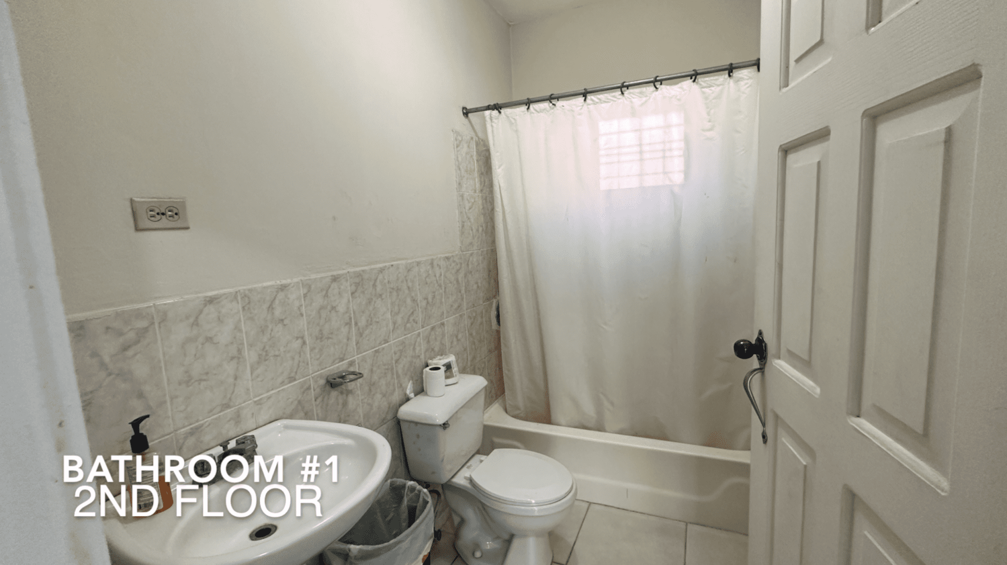 buyDRproperty Bathroom #1 on the 2nd floor of an affordable hotel facility. Sosua Real Estate
