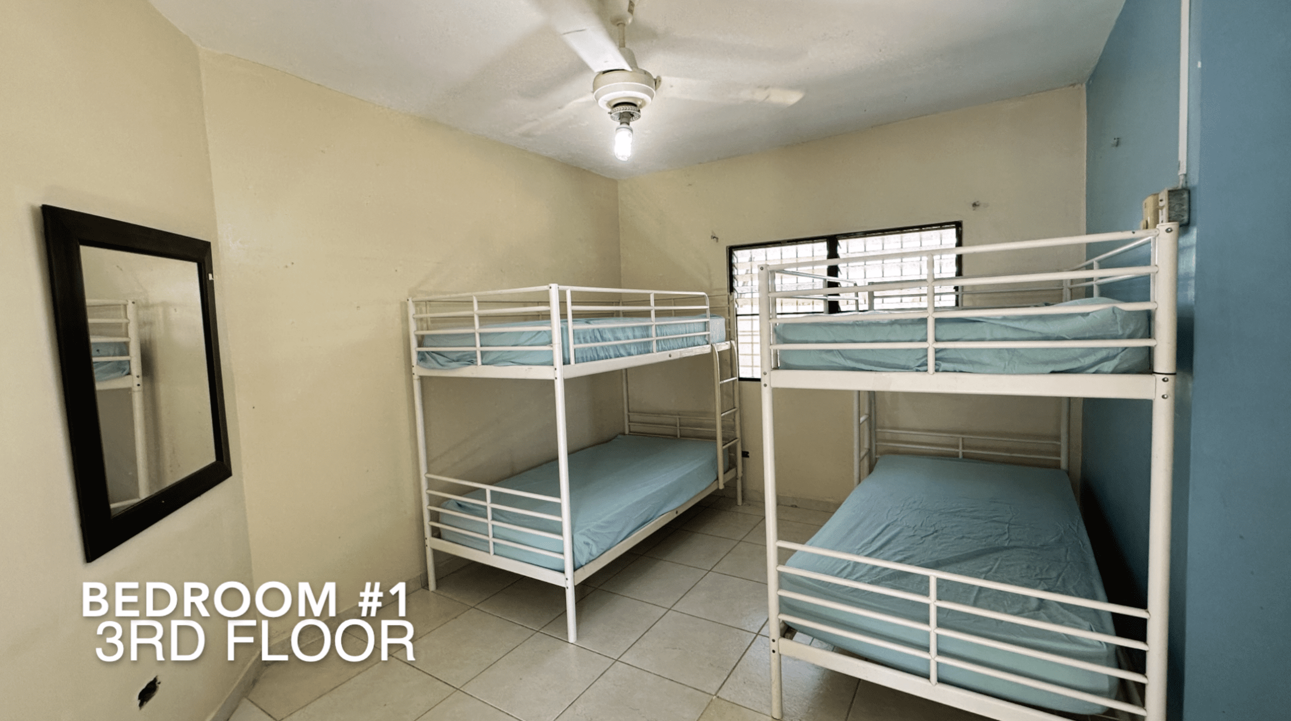 buyDRproperty Bedroom #1 on the 3rd floor with bunk beds. An affordable hotel facility. Sosua Real Estate
