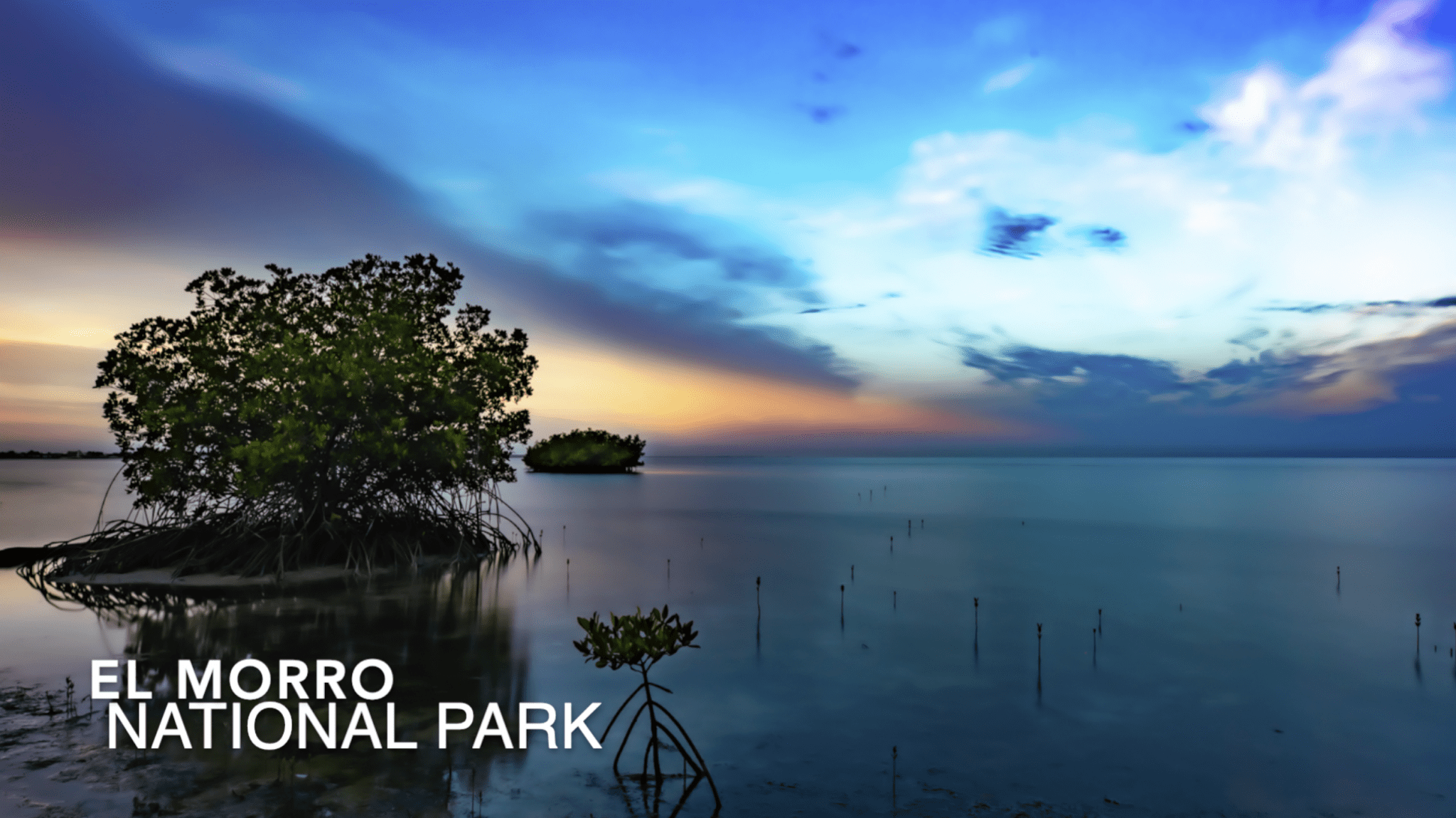 buyDRproperty El Morro National Park at sunset, with calm water and mangroves. Sosua Real Estate