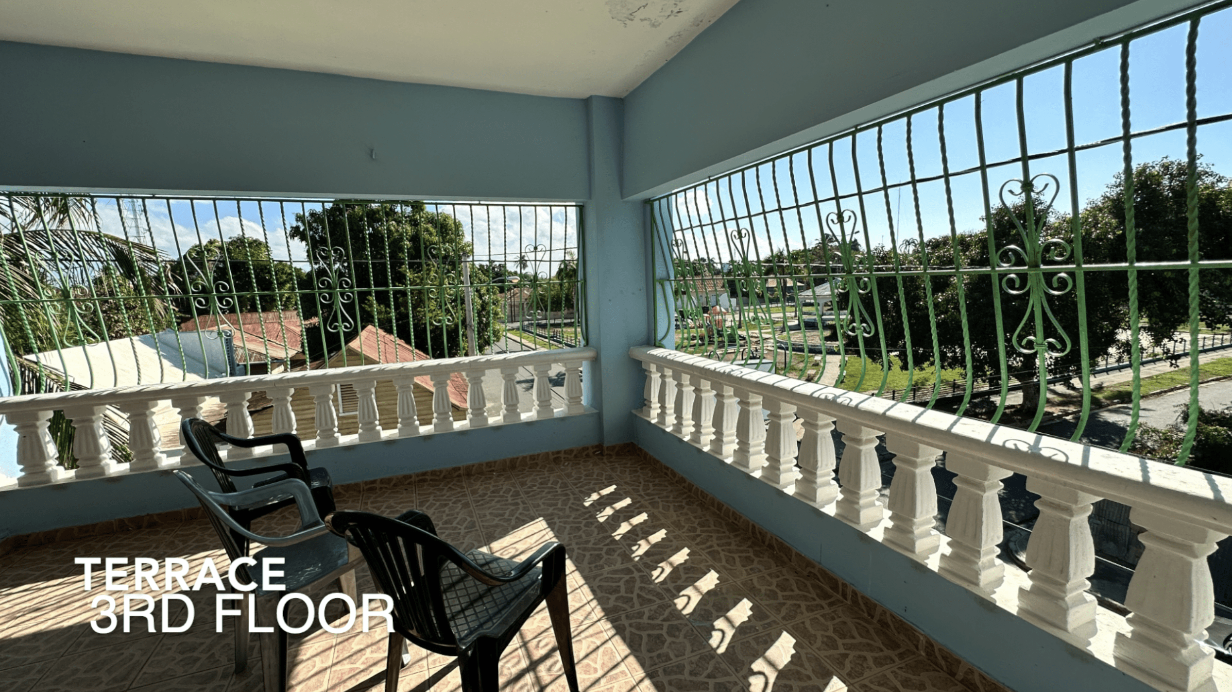 buyDRproperty Balcony of an affordable hotel facility for sale in the Caribbean, with terrace and 3rd floor view. Sosua Real Estate