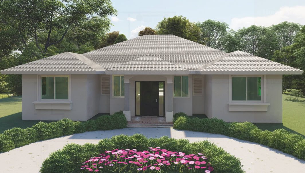 buyDRproperty Front view of a Beautiful 3 Bedroom Villa in Residential Hispaniola Sosua Real Estate