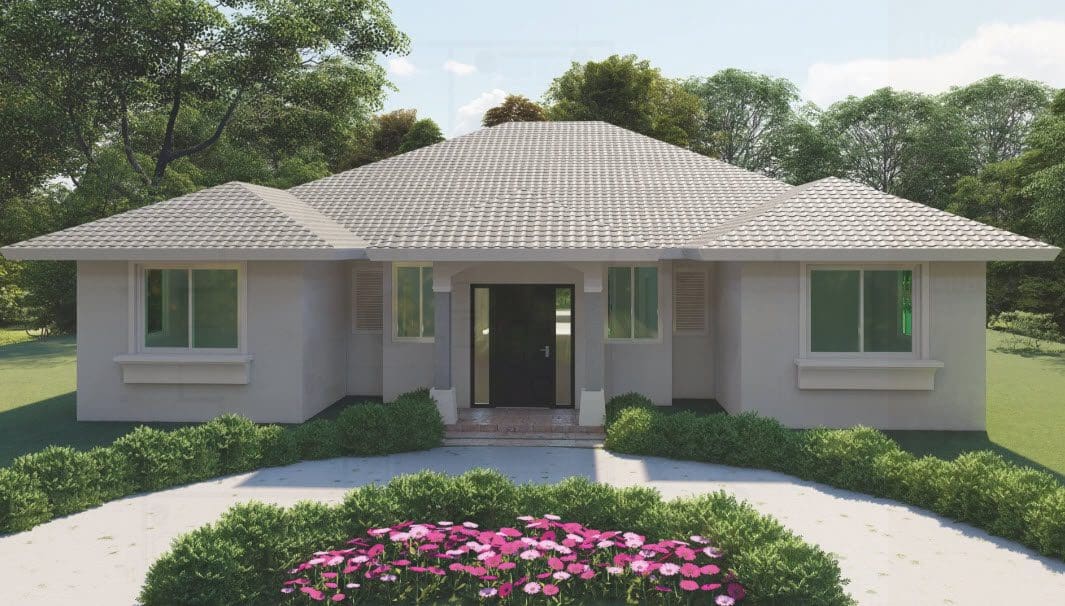 buyDRproperty Front view of a Beautiful 3 Bedroom Villa in Residential Hispaniola Sosua Real Estate