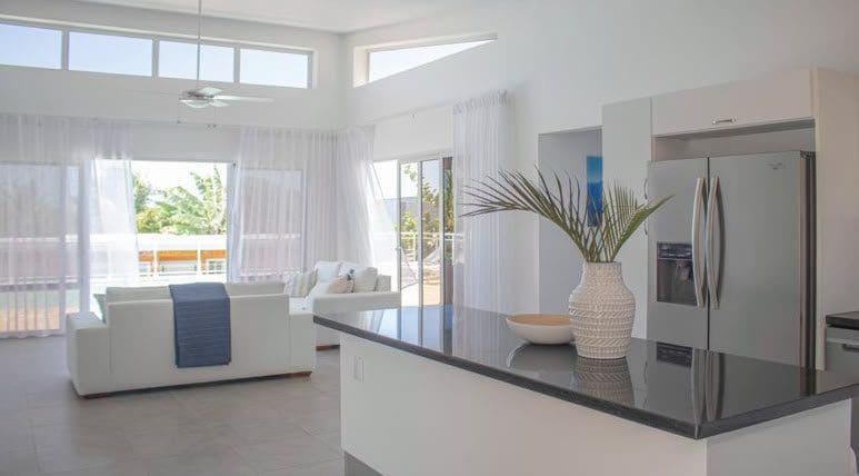buyDRproperty Modern kitchen and living room in a Beautiful Villa SUNBREEZE Sosua Real Estate