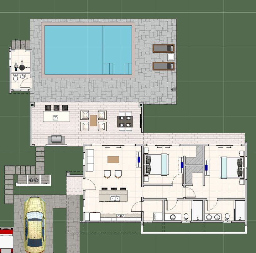 buyDRproperty Floor plan of a Beautiful Villa WHITESAND in Casa Linda with pool and outdoor living space. Sosua Real Estate