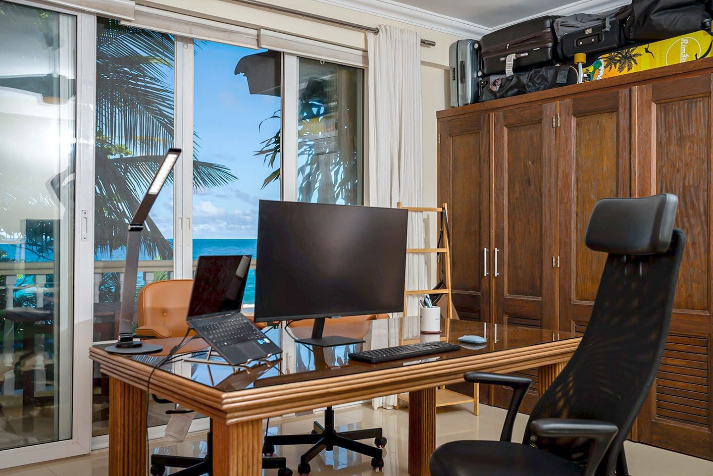buyDRproperty Home office in oceanfront condo in Sosua with a view of the ocean. Sosua Real Estate