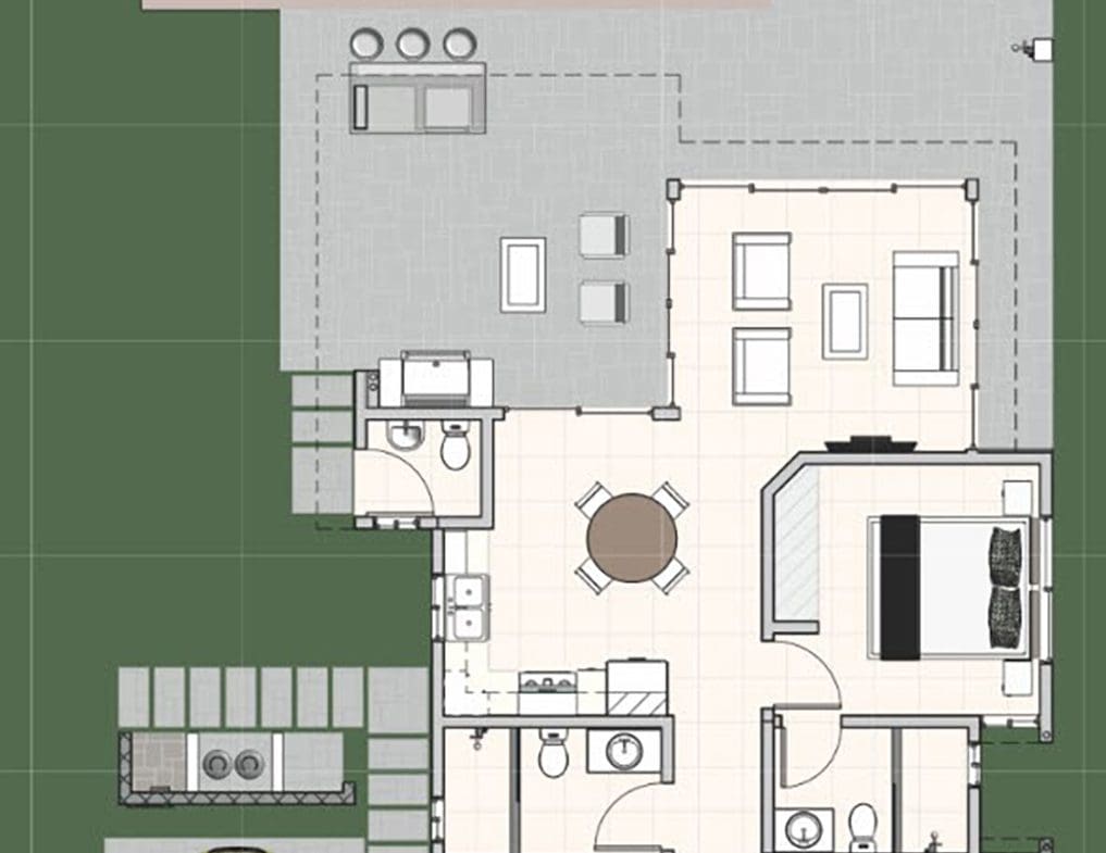 buyDRproperty Floor plan of a Beautiful Villa SUNSET with pool, patio, and bedrooms. Sosua Real Estate