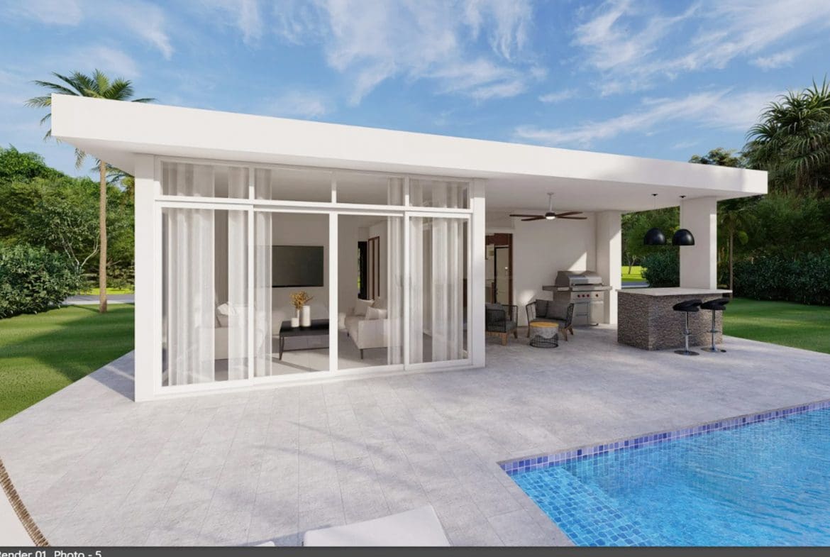 buyDRproperty Modern Beautiful Villa SUNSET with pool and outdoor kitchen area Sosua Real Estate