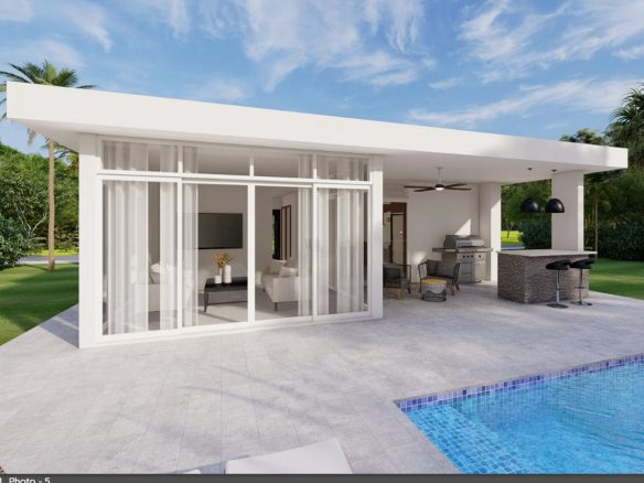 buyDRproperty Modern Beautiful Villa SUNSET with pool and outdoor kitchen area Sosua Real Estate