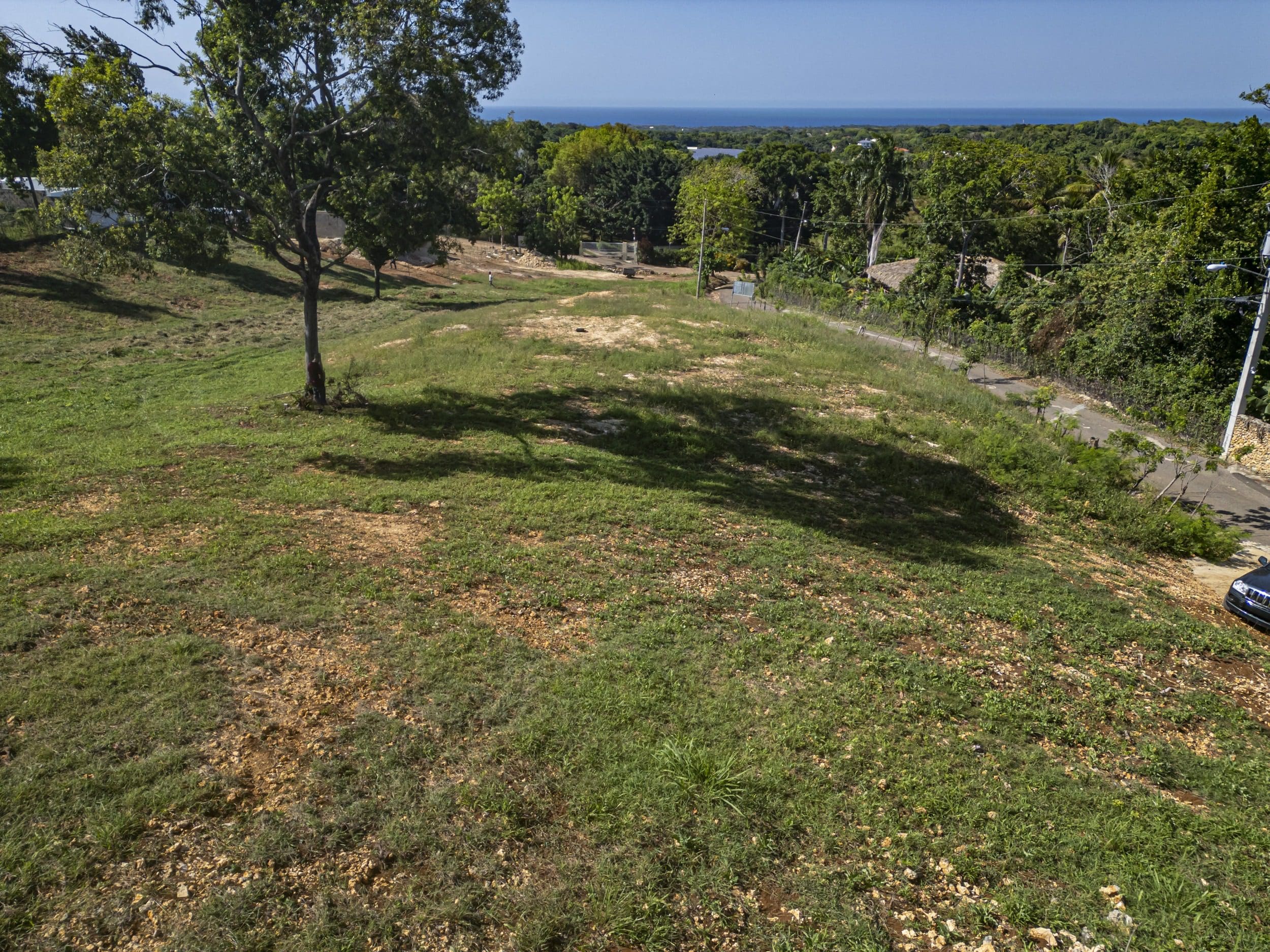 buyDRproperty Ocean view lot for sale in Sosua with green grass and trees Sosua Real Estate