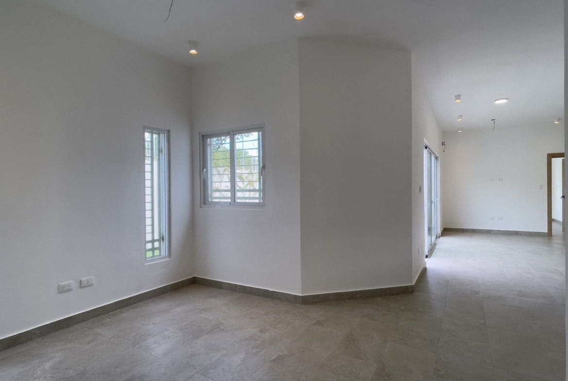 buyDRproperty Empty modern villa interior with tiled floors. Villa for sale. Sosua Real Estate
