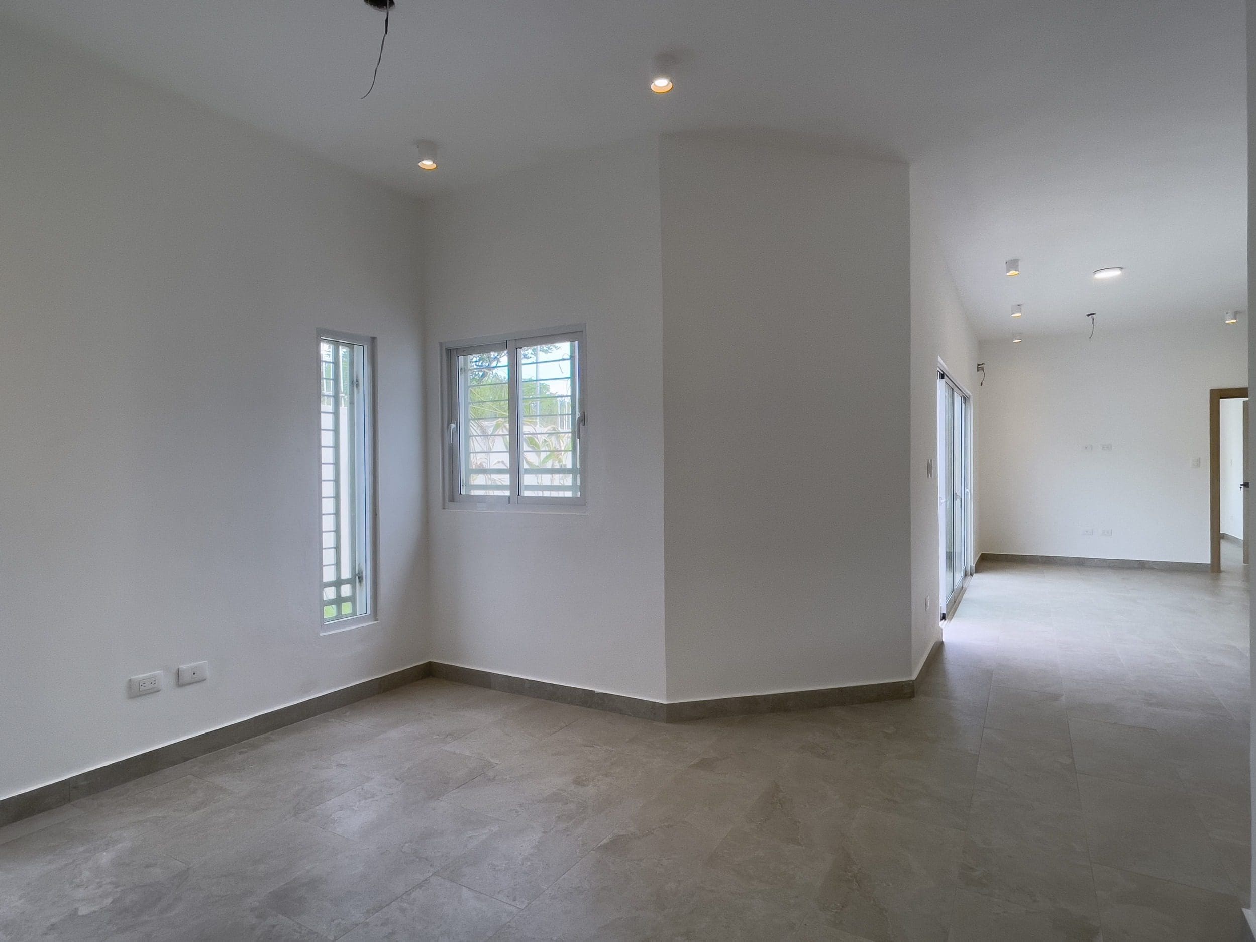 buyDRproperty Empty modern villa interior with tiled floors. Villa for sale. Sosua Real Estate