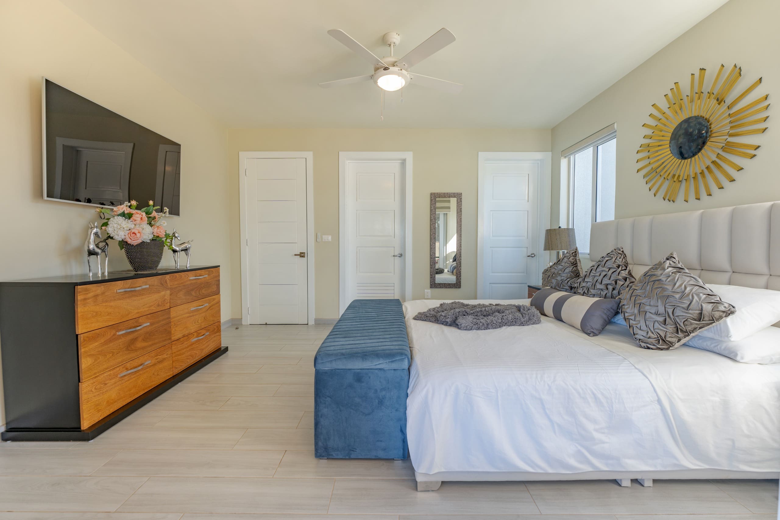 buyDRproperty Luxury bedroom in a 5 BR luxury villa featuring a modern design and decor. Sosua Real Estate