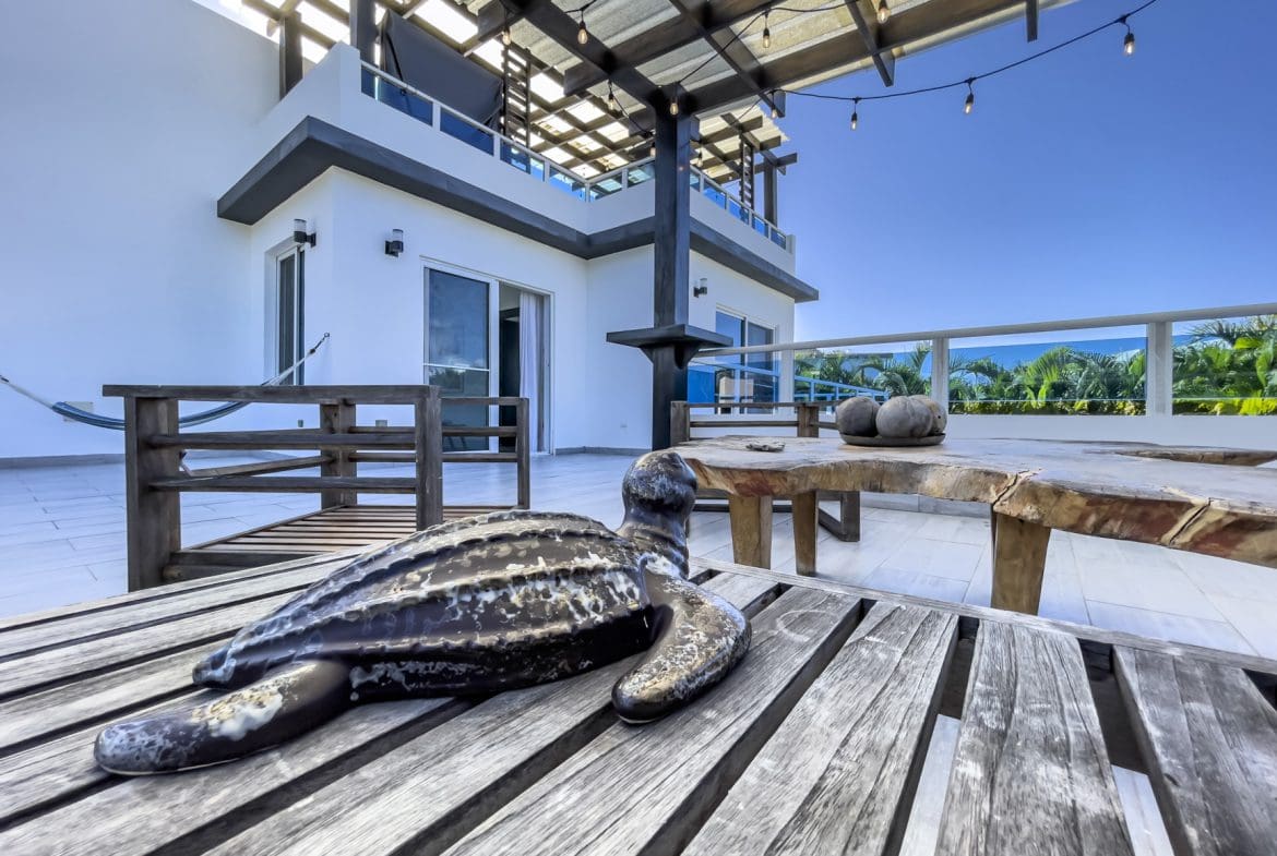 buyDRproperty Rooftop terrace of a 3-bedroom villa for sale in Sosúa Ocean Village, Dominican Republic. Sosua Real Estate