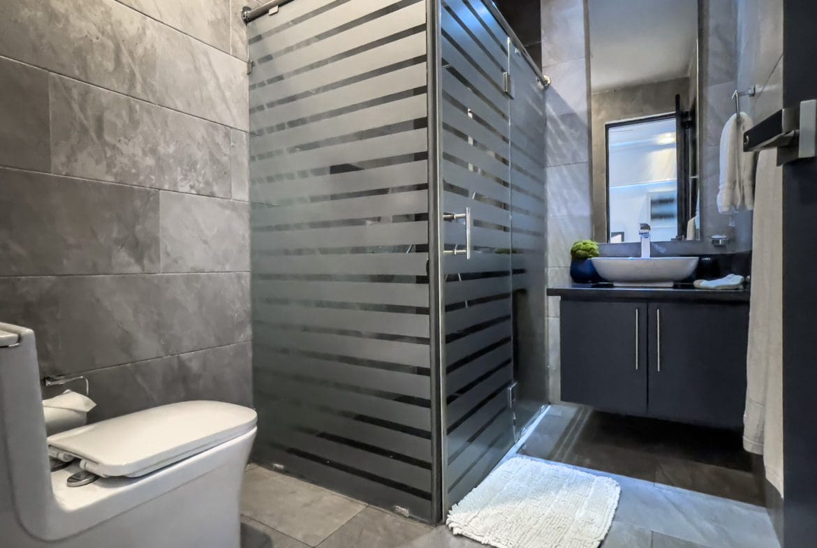 buyDRproperty Modern bathroom in a 3-bedroom villa for sale in Sosua Ocean Village, Dominican Republic. Sosua Real Estate