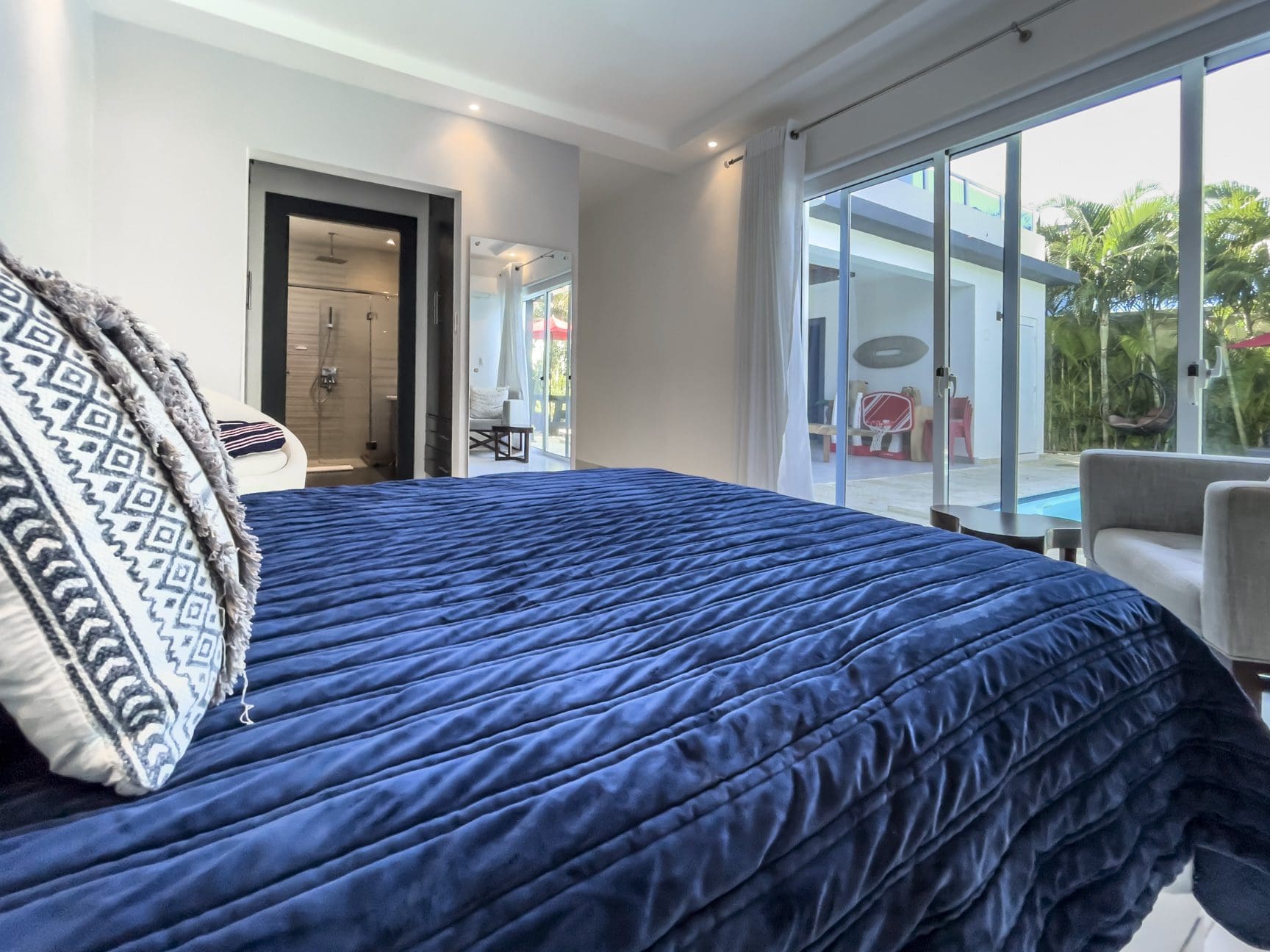 buyDRproperty Modern 3-bedroom villa bedroom with ocean view in Sosúa Ocean Village, Dominican Republic. Sosua Real Estate