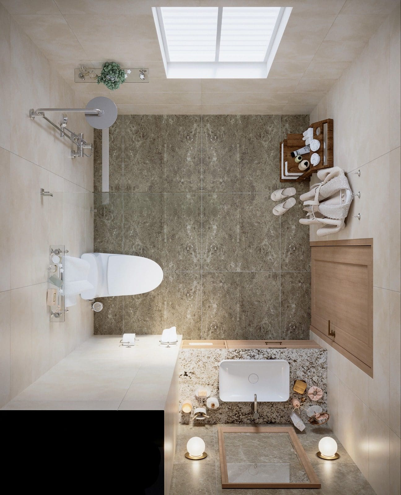 buyDRproperty Modern bathroom design with shower, toilet, and vanity. Special Offer. Sosua Real Estate