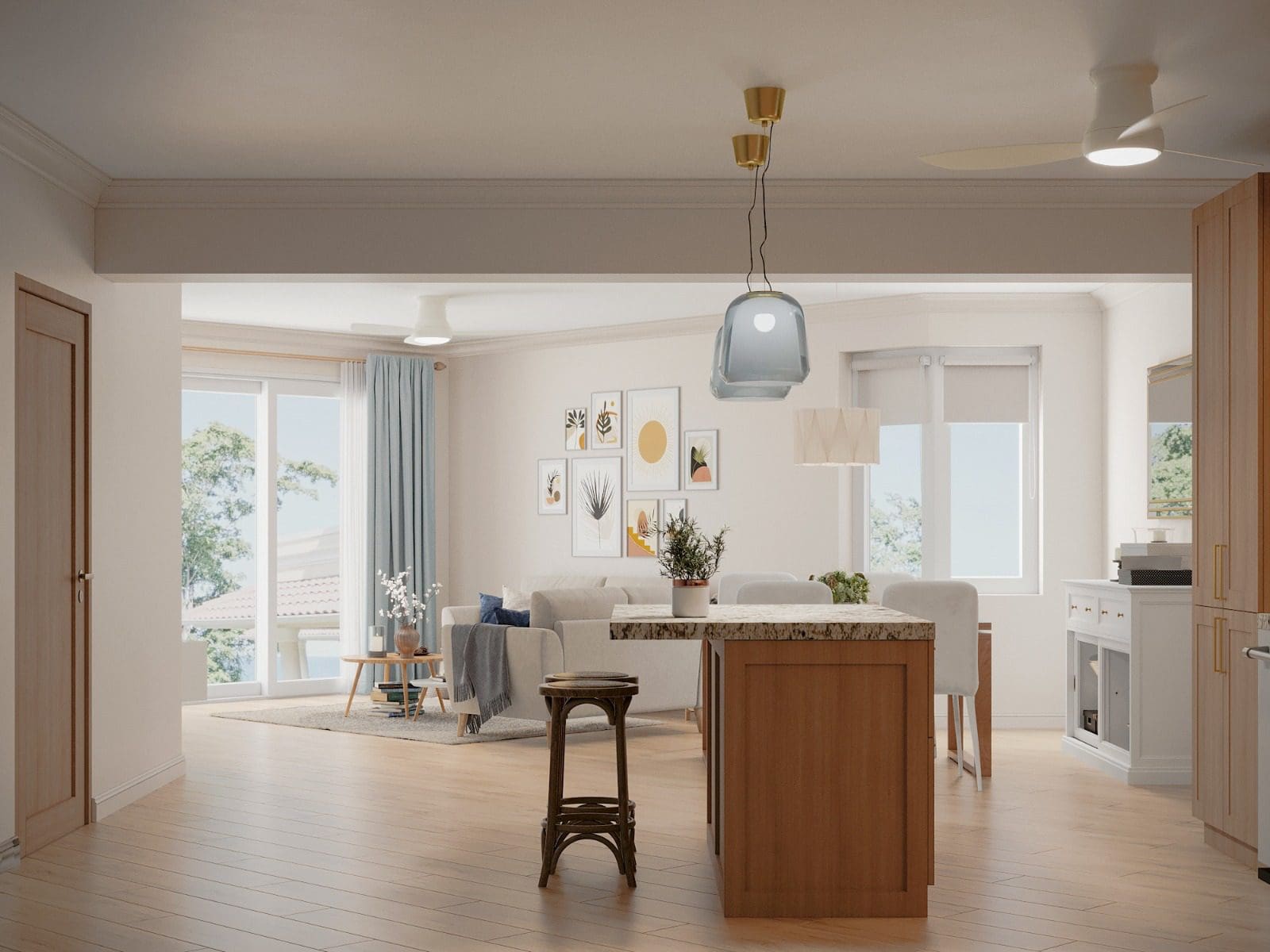 buyDRproperty Modern open-plan living space with kitchen island. Special Offer. Sosua Real Estate