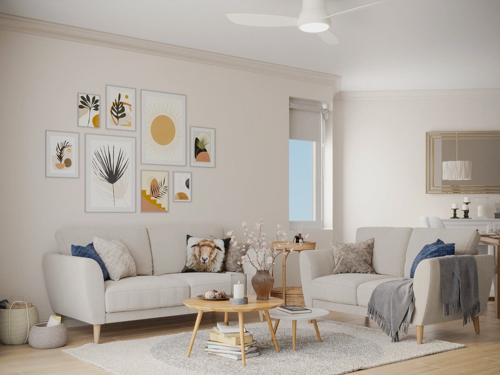 buyDRproperty Living room with neutral sofas, wall art, and coffee table. Sosua Real Estate