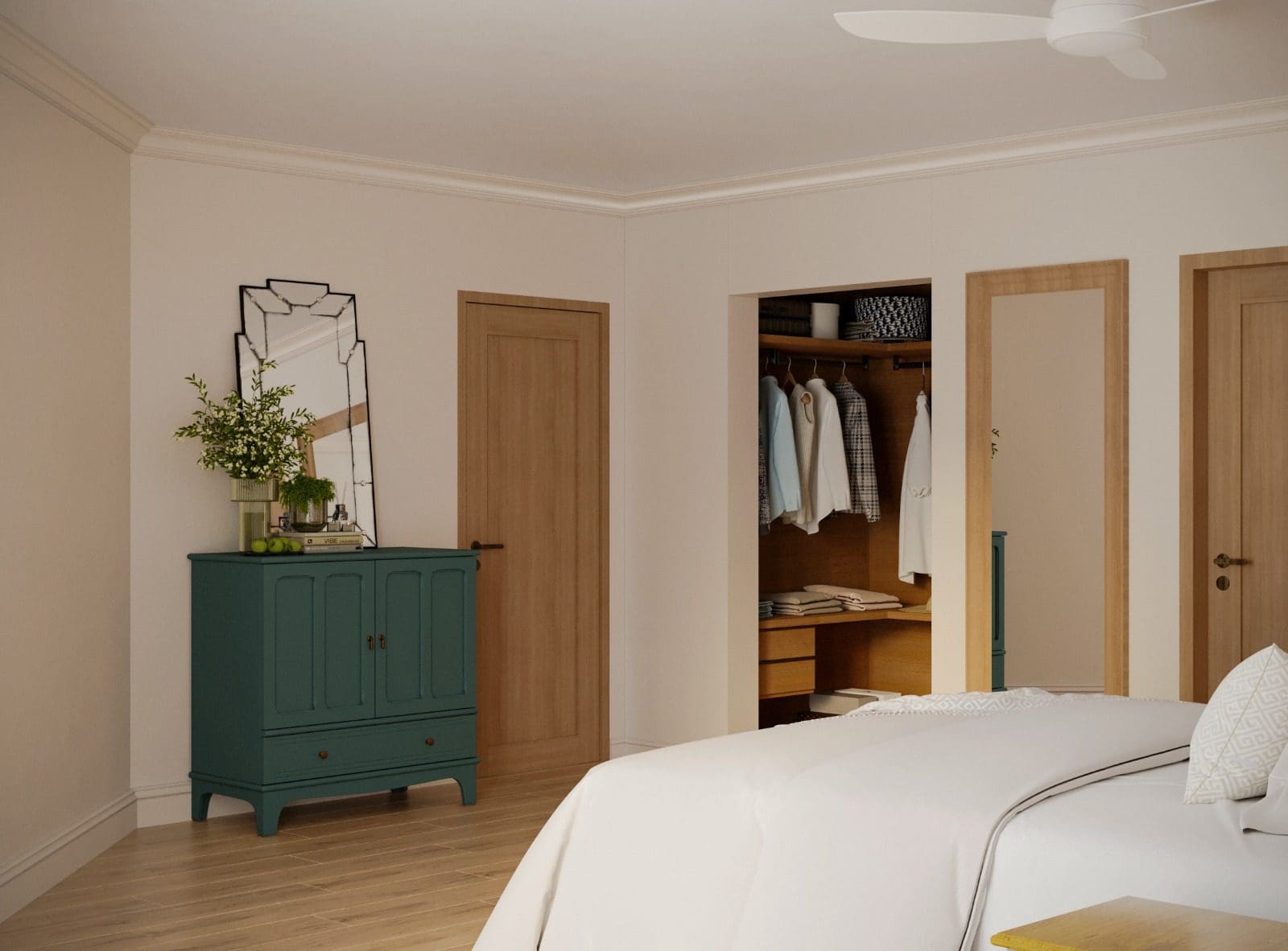 buyDRproperty Bedroom interior with closet and dresser, showcasing a Special Offer. Sosua Real Estate