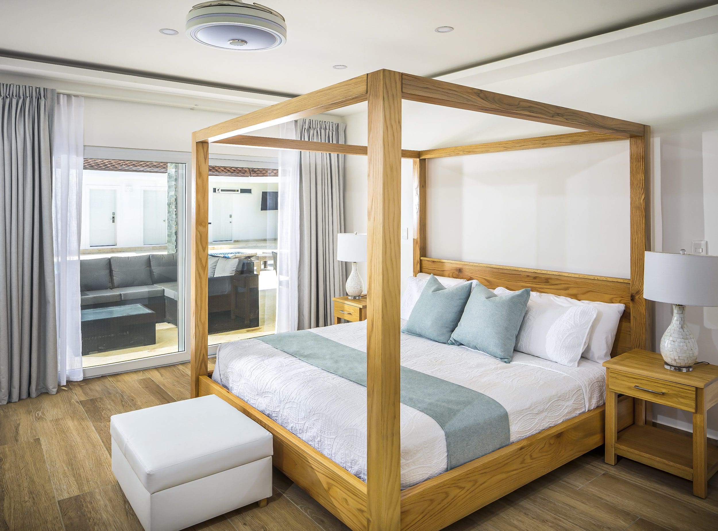 buyDRproperty Spacious bedroom with four-poster bed in a villa for sale in Casa Linda. Sosua Real Estate