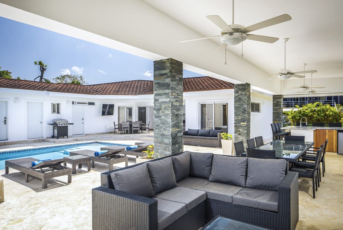 buyDRproperty Luxury villa for sale in Casa Linda with pool and outdoor dining area Sosua Real Estate