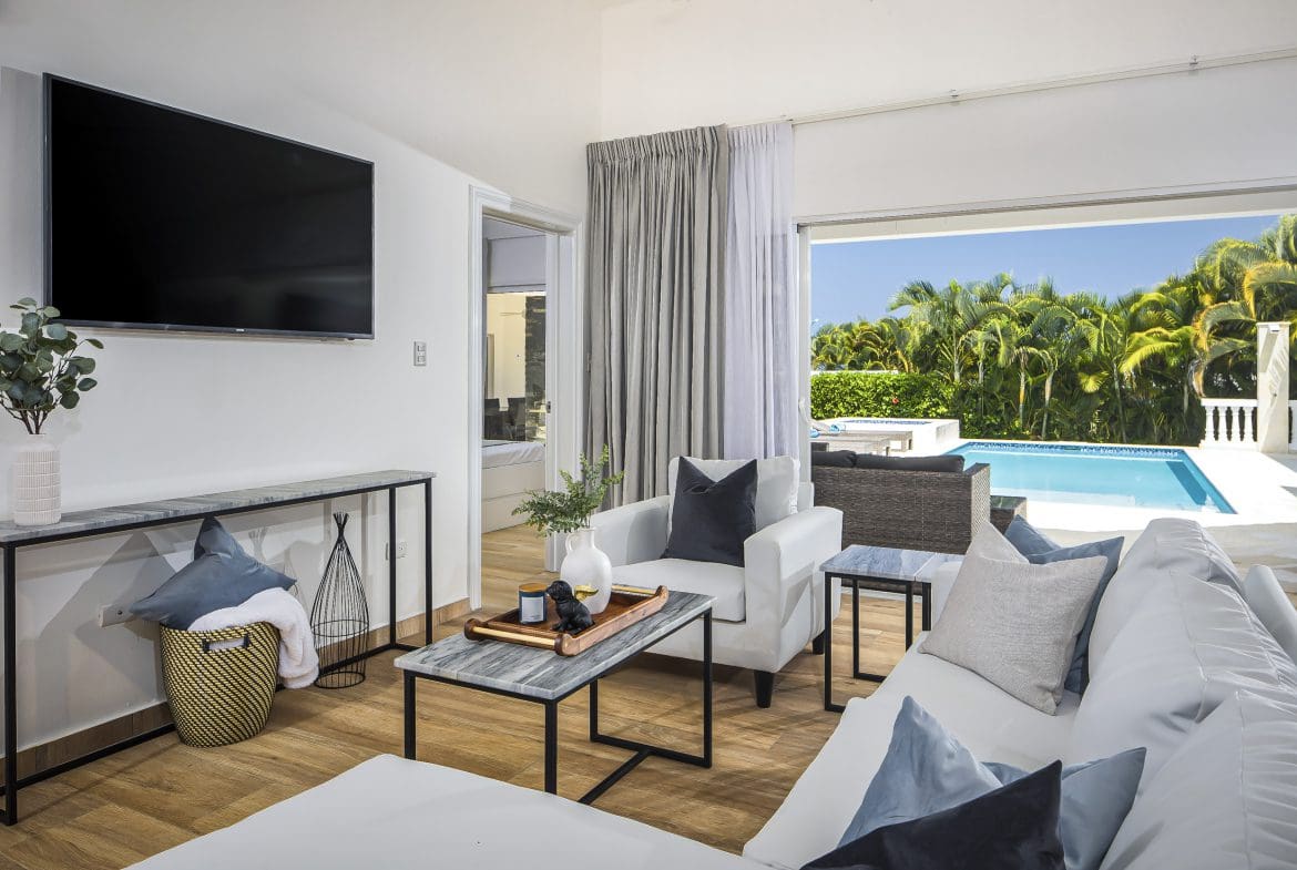 buyDRproperty Living room of a Villa For Sale in Casa Linda with pool view Sosua Real Estate