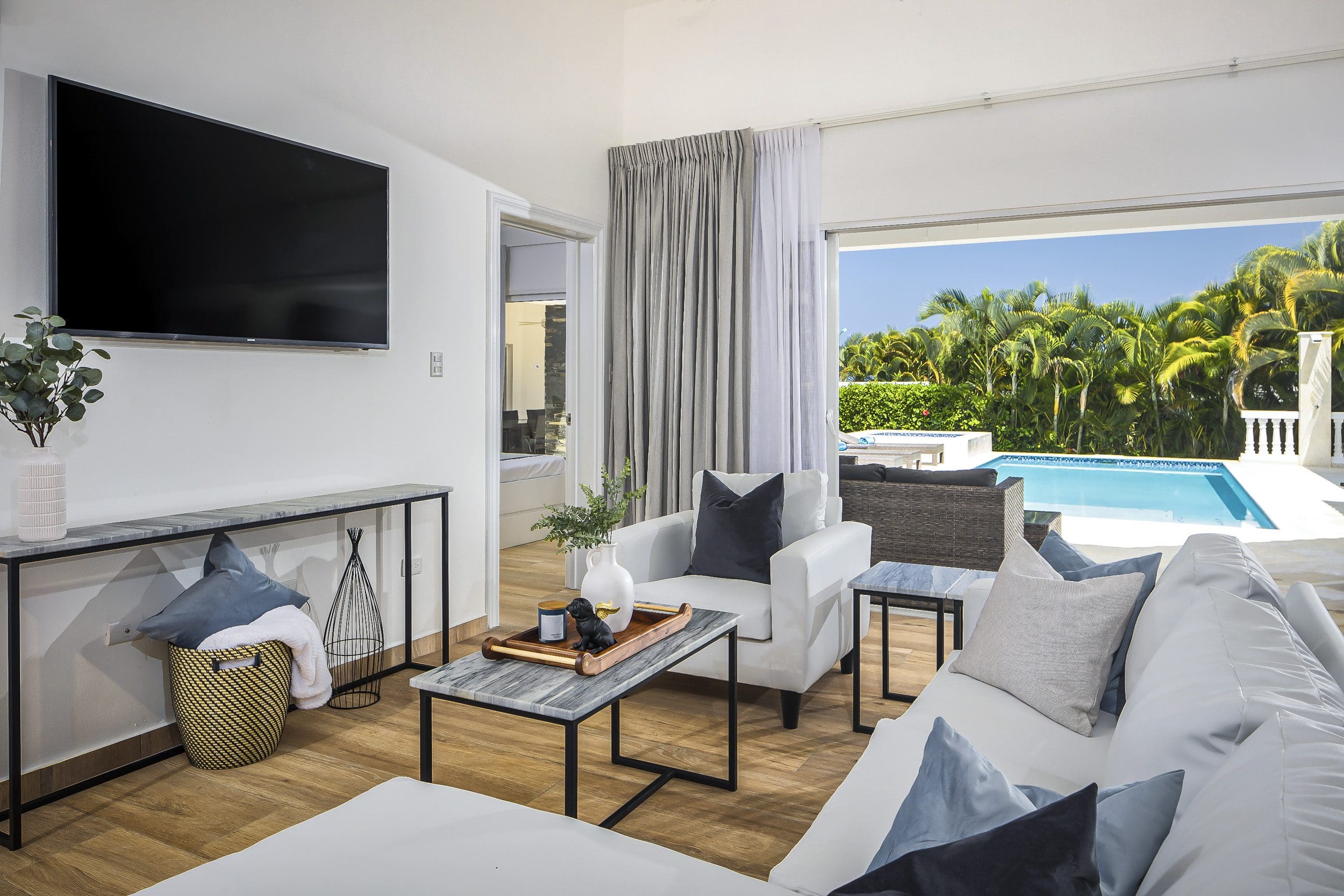 buyDRproperty Living room of a Villa For Sale in Casa Linda with pool view Sosua Real Estate