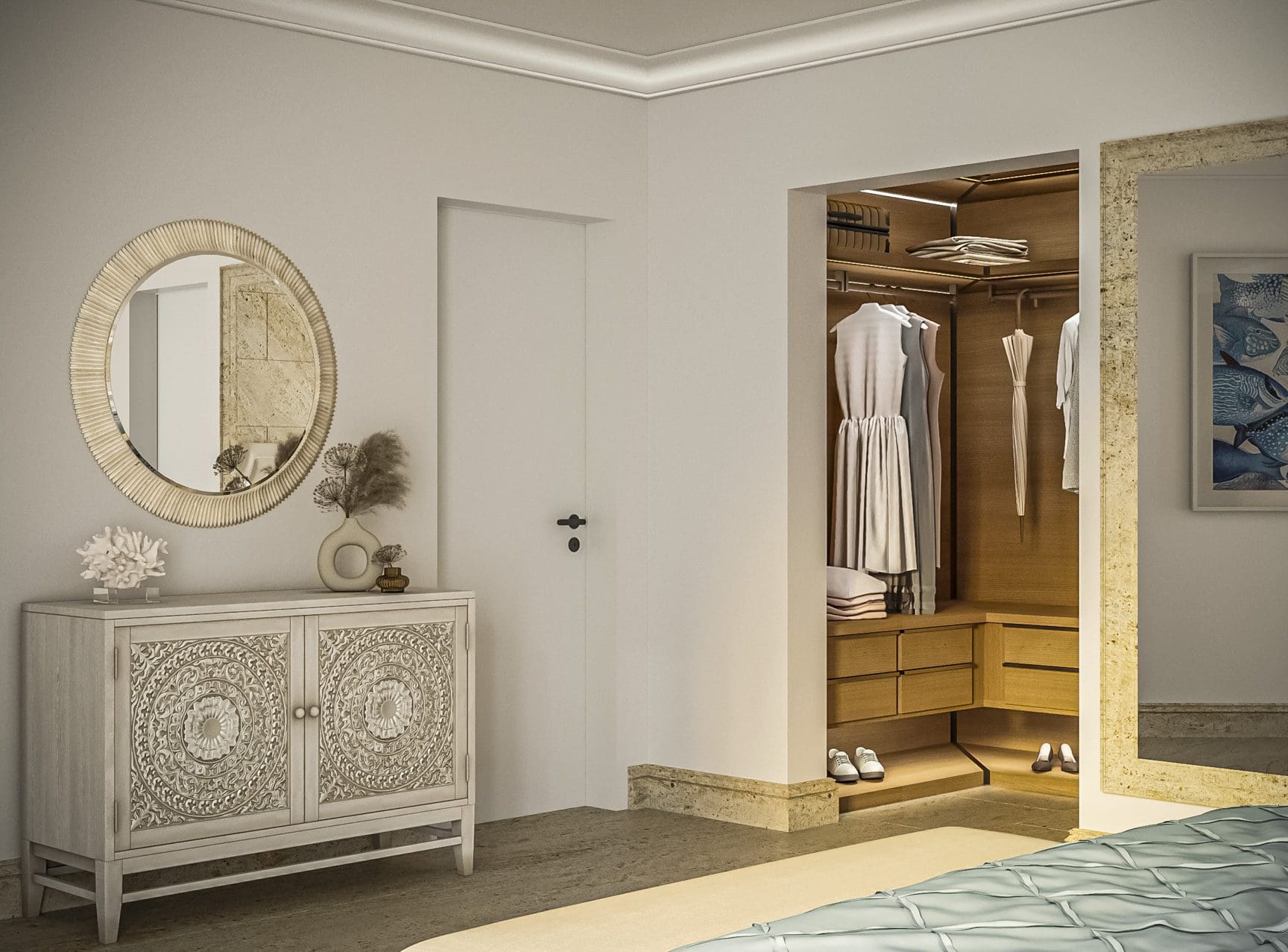 buyDRproperty Bedroom with walk-in closet, 3 bedroom pre-construction for sale. Sosua Real Estate
