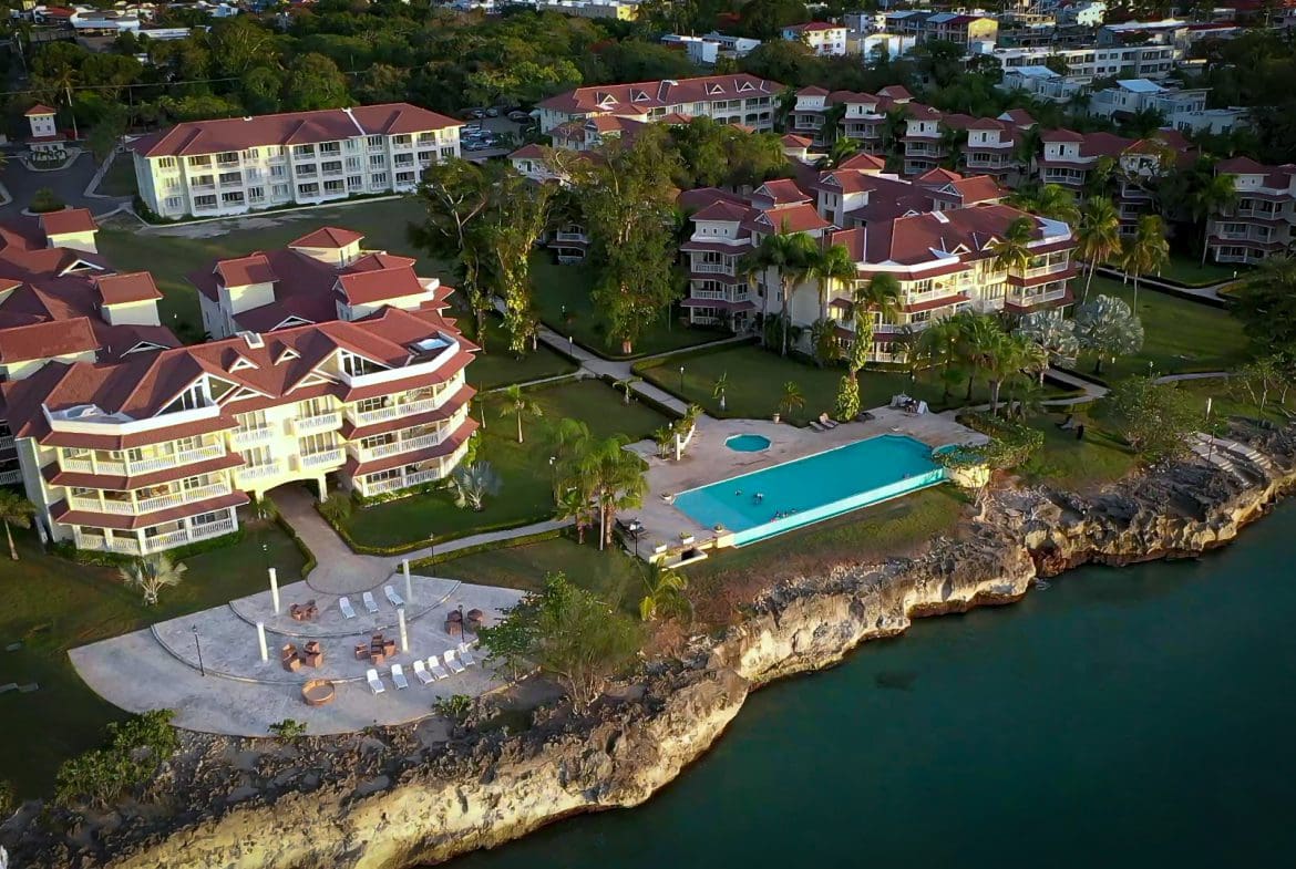 Aerial view of beachfront resort in Sosua Dominican Republic