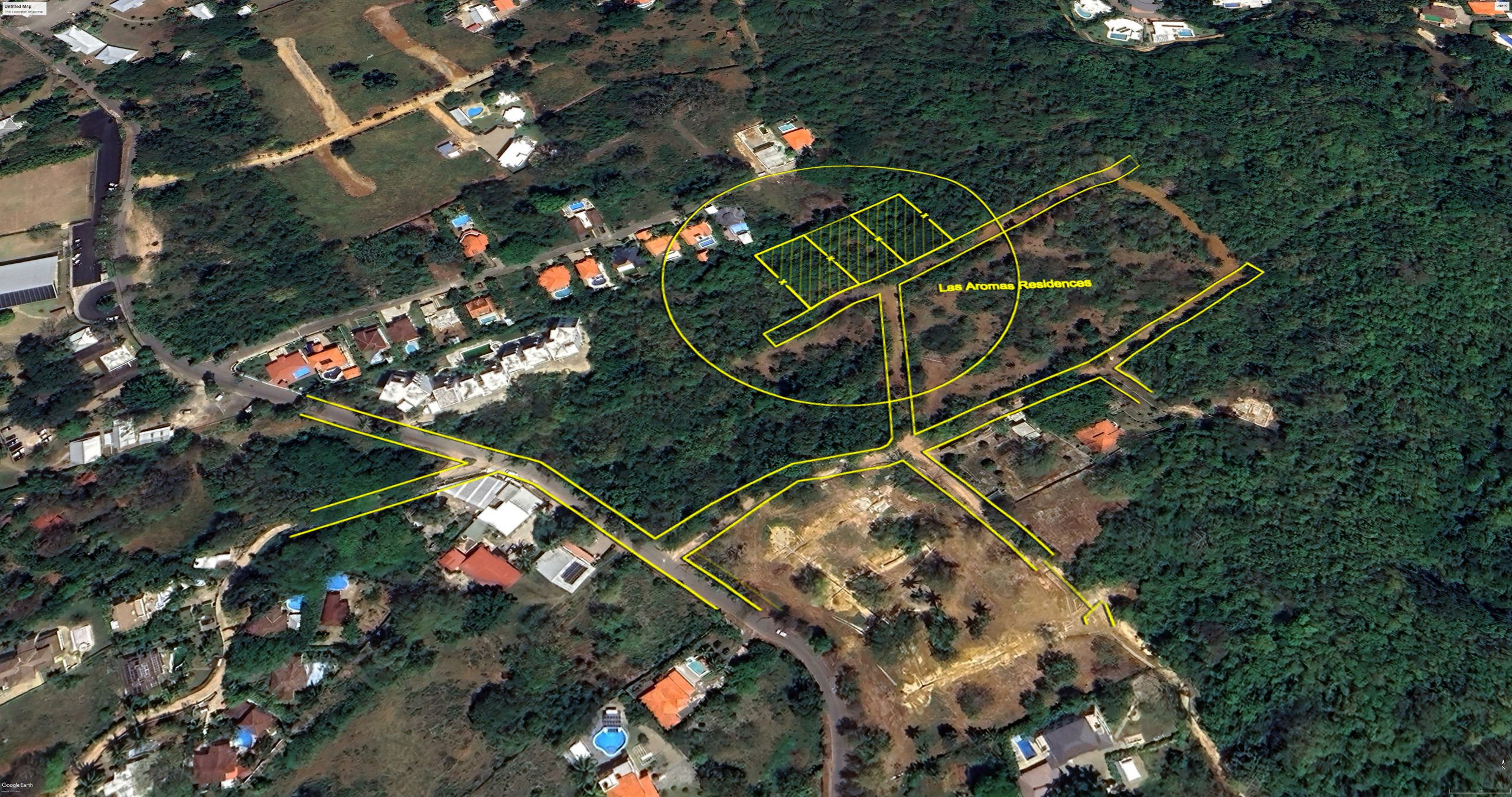 buyDRproperty Aerial view of Building Lots for sale in Las Aromas Residences, La Mulata Sosua Real Estate