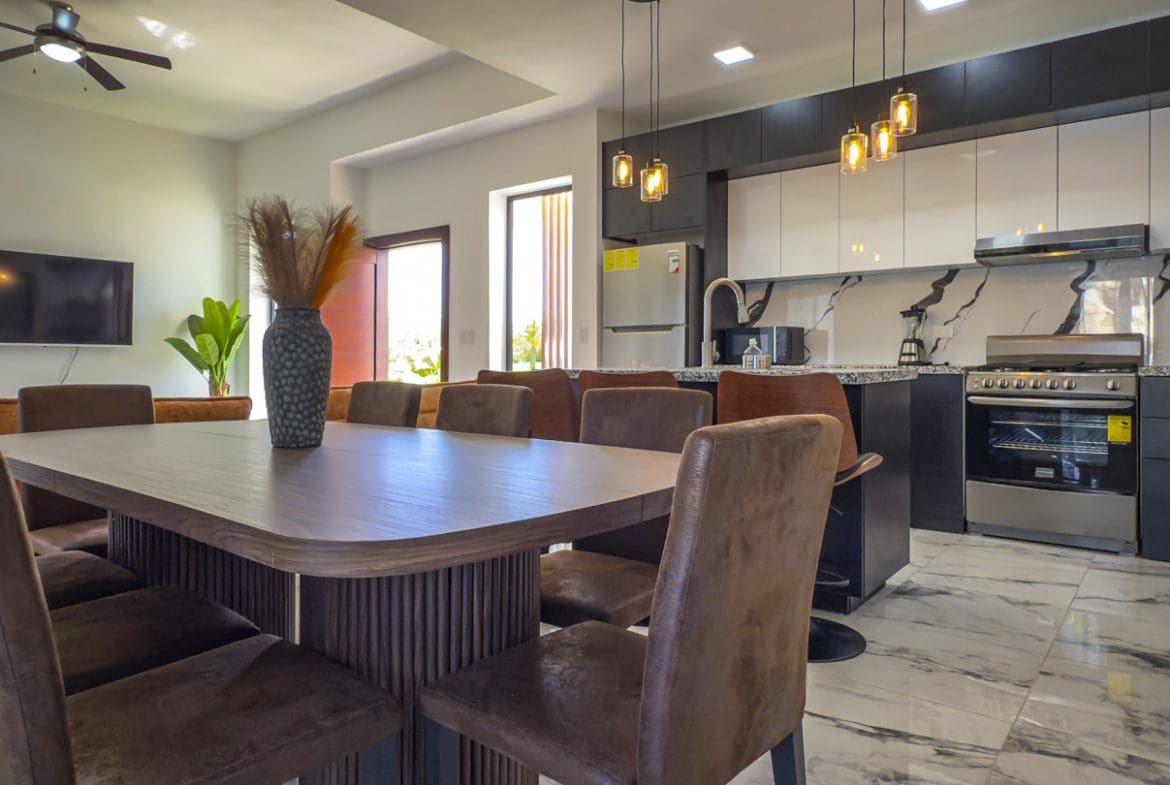 buyDRproperty Modern dining room with kitchen in a 3BR villa, Sosua Ocean Village Sosua Real Estate