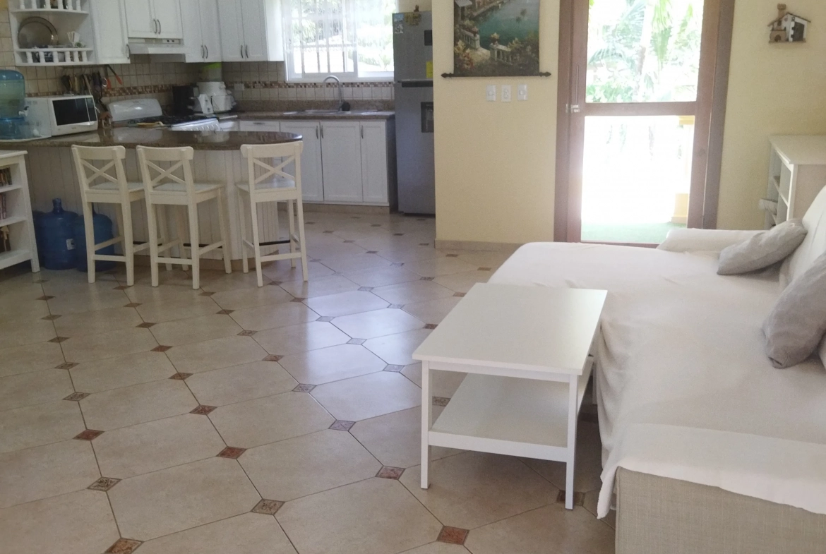 buyDRproperty Charming villa interior with kitchen and living room Sosua Real Estate