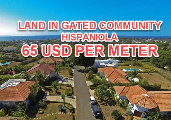 buyDRproperty Land for sale in a gated community, Hispaniola, priced at $65 USD per meter. Sosua Real Estate
