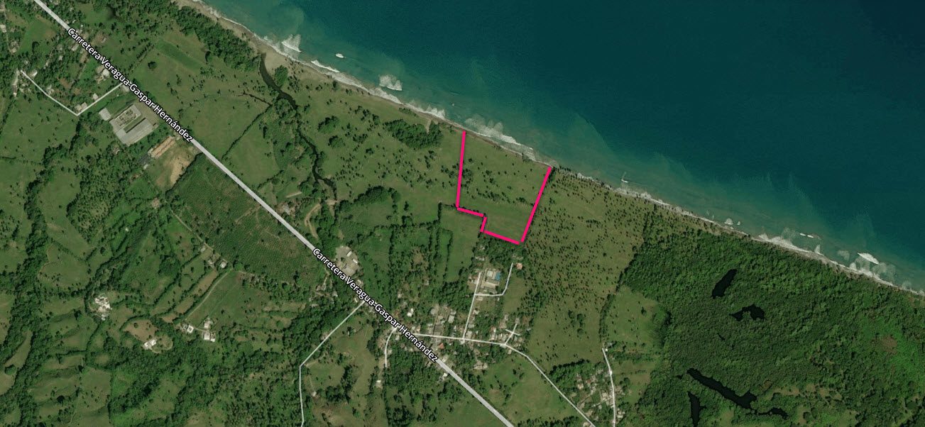 buyDRproperty Aerial view of beachfront land near the ocean, Cabarete, Dominican Republic. Sosua Real Estate