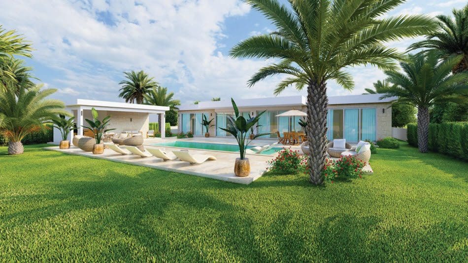 buyDRproperty Casa Linda development lot with pool and modern house under construction. Sosua Real Estate
