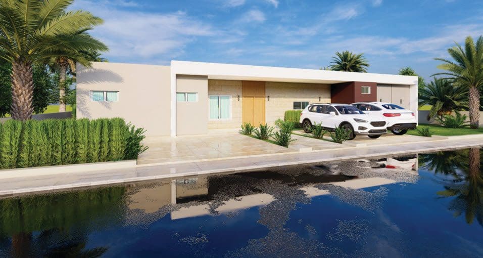 buyDRproperty Modern house with two cars parked outside. Ideal lot for development in Casa Linda. Sosua Real Estate